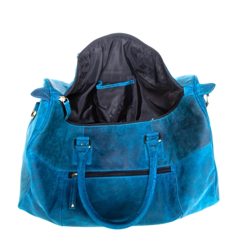 Sport- & Reisetasche (blau/petrol Vintage-Leder)