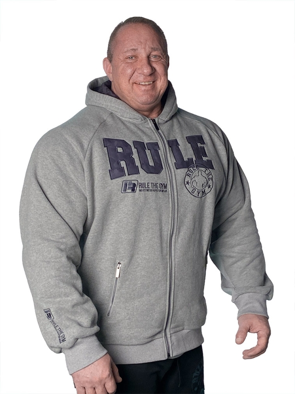 Hoodie-Kapuzenjacke "Heavy" (Grau-Schwarz) mit Flex-Zonen