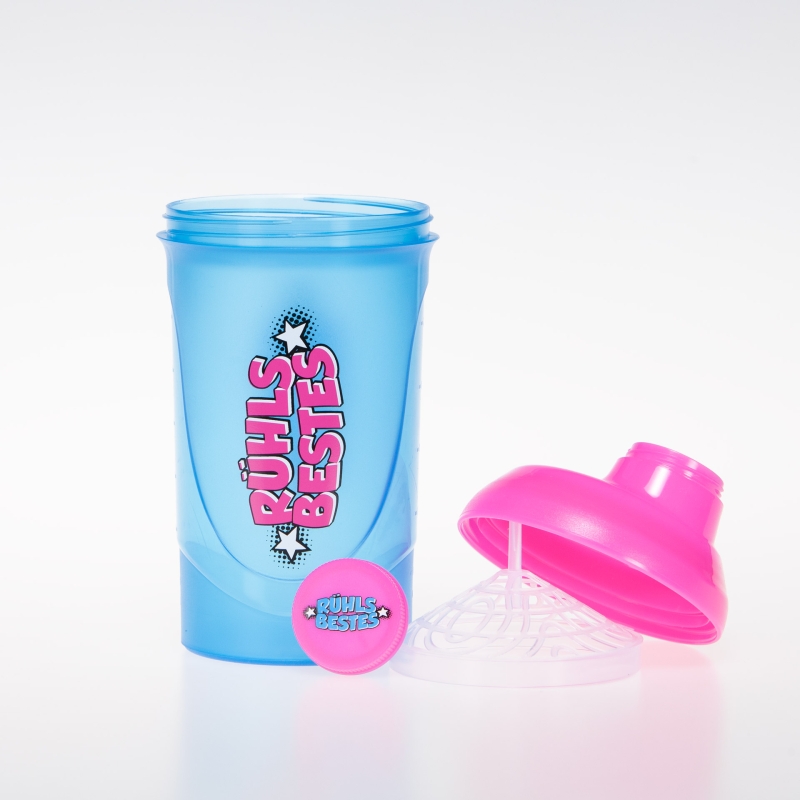 Shaker hellblau-pink mit Siebeinsatz