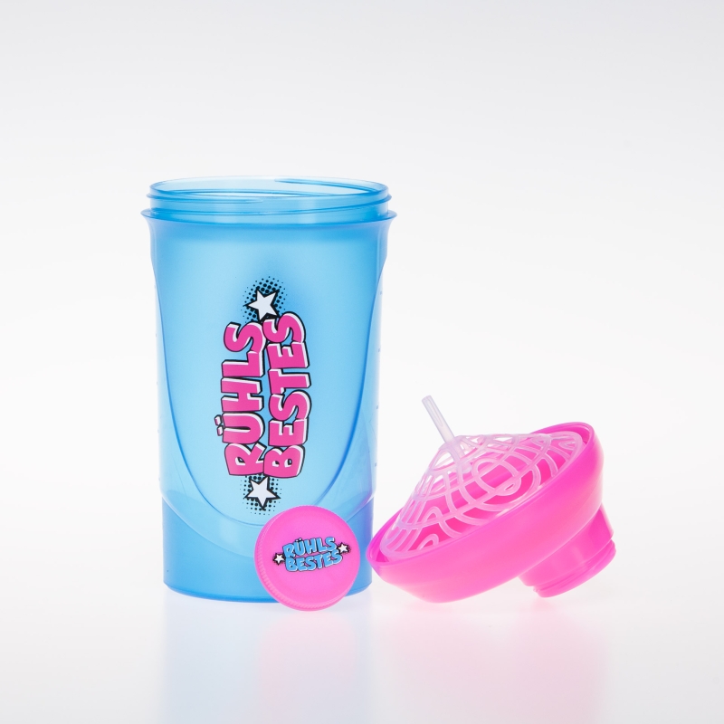 Shaker hellblau-pink mit Siebeinsatz