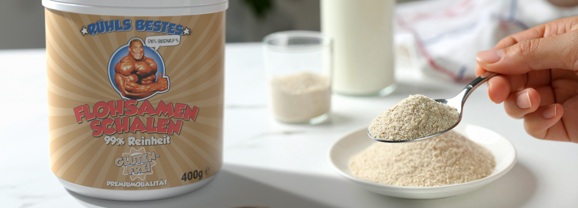 Flohsamenschalen mit 99% Reinheit Flohsamenschalen 400g von Rühls Bestes